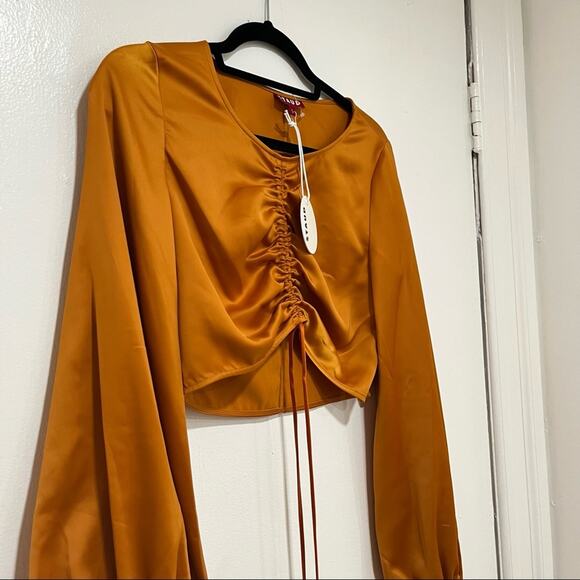 Staud Blossom Cinch Top in Cumin / Rust Satin NWT Size S - Picture 10 of 12